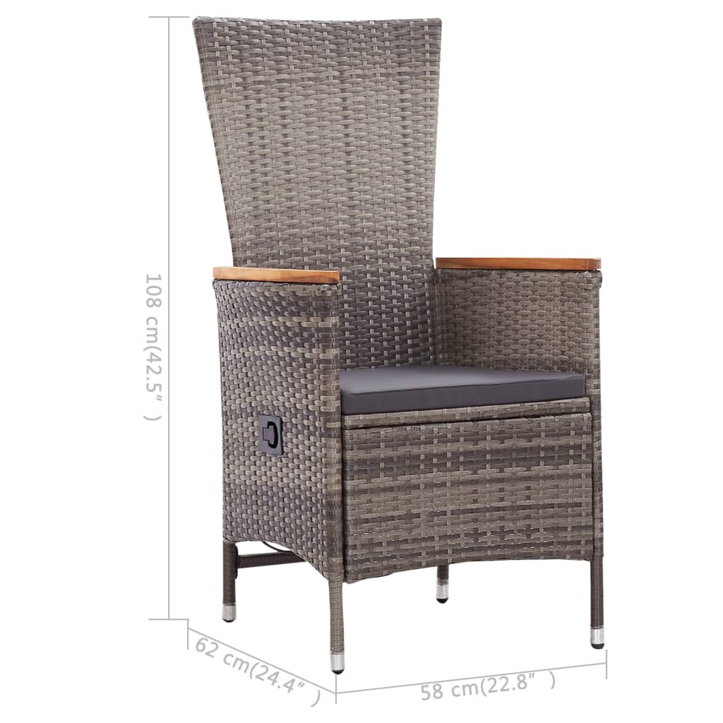 Set Mobili da Pranzo per Giardino 3 pz Grigio | homemem39
