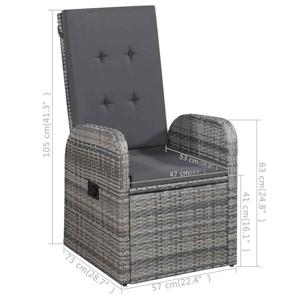 Set Mobili da Pranzo per Giardino 3 pz Grigio