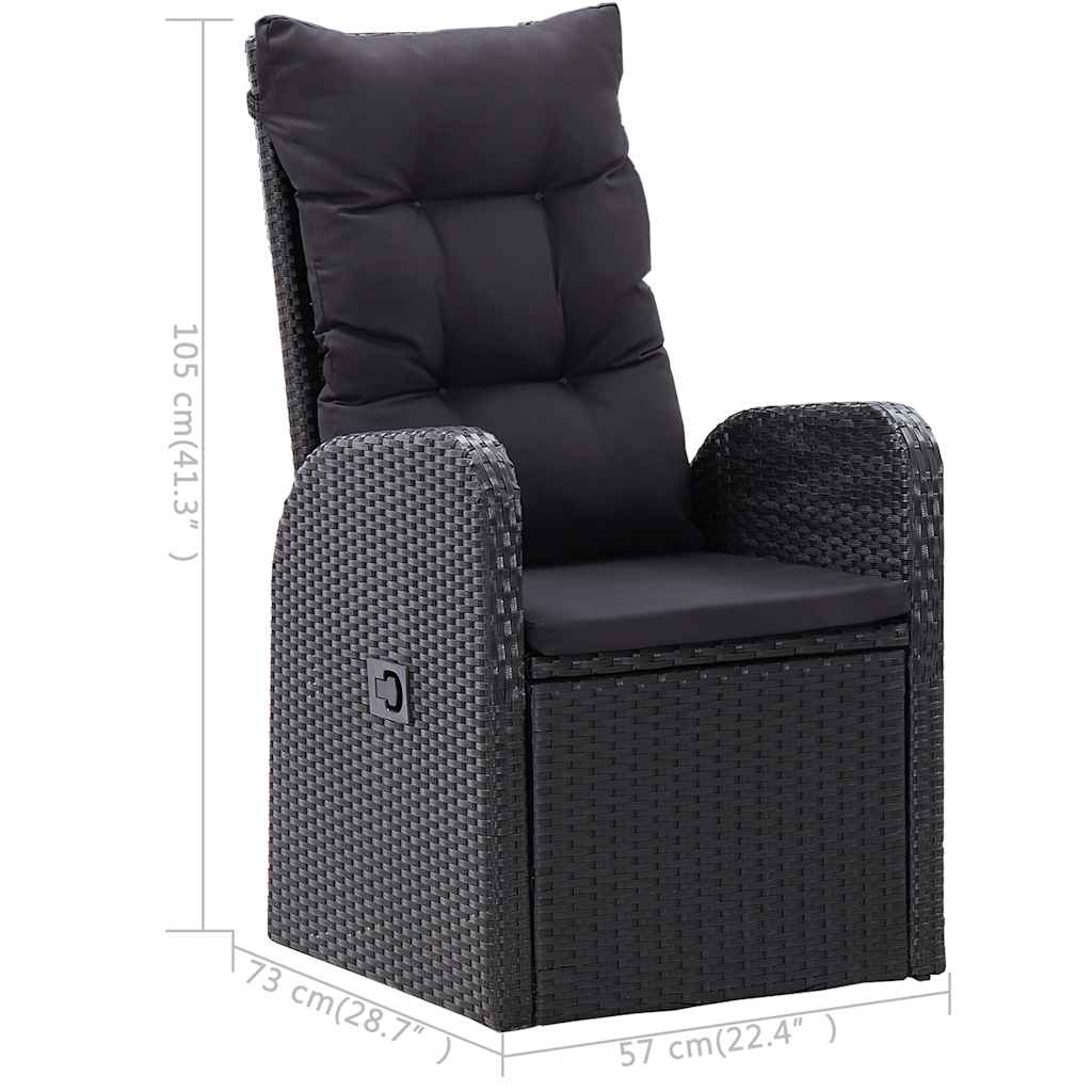 Set Mobili da Pranzo per Giardino 3 pz Nero | homemem39
