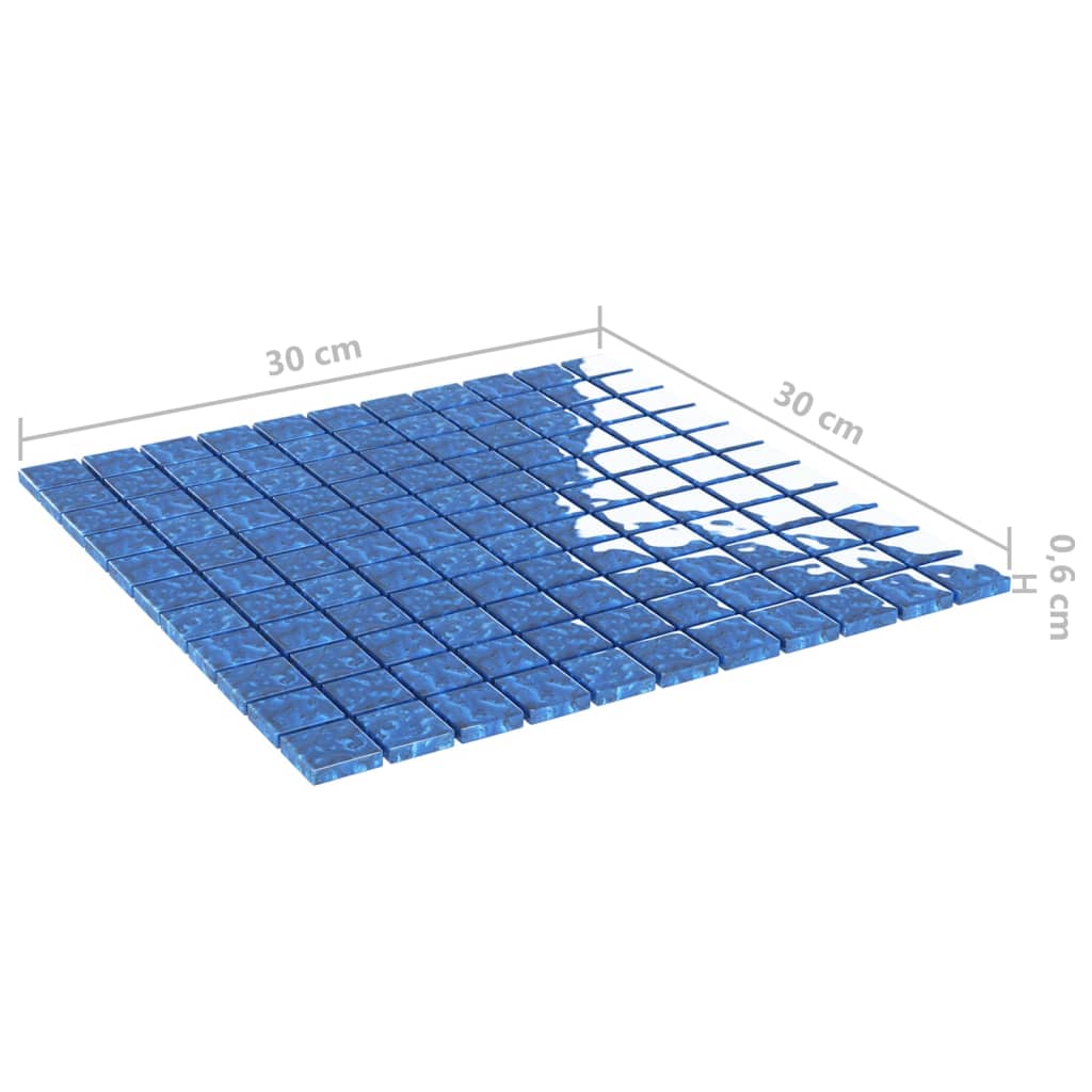 Piastrelle Mosaico 11 pz Blu 30x30 cm in Vetro - homemem39