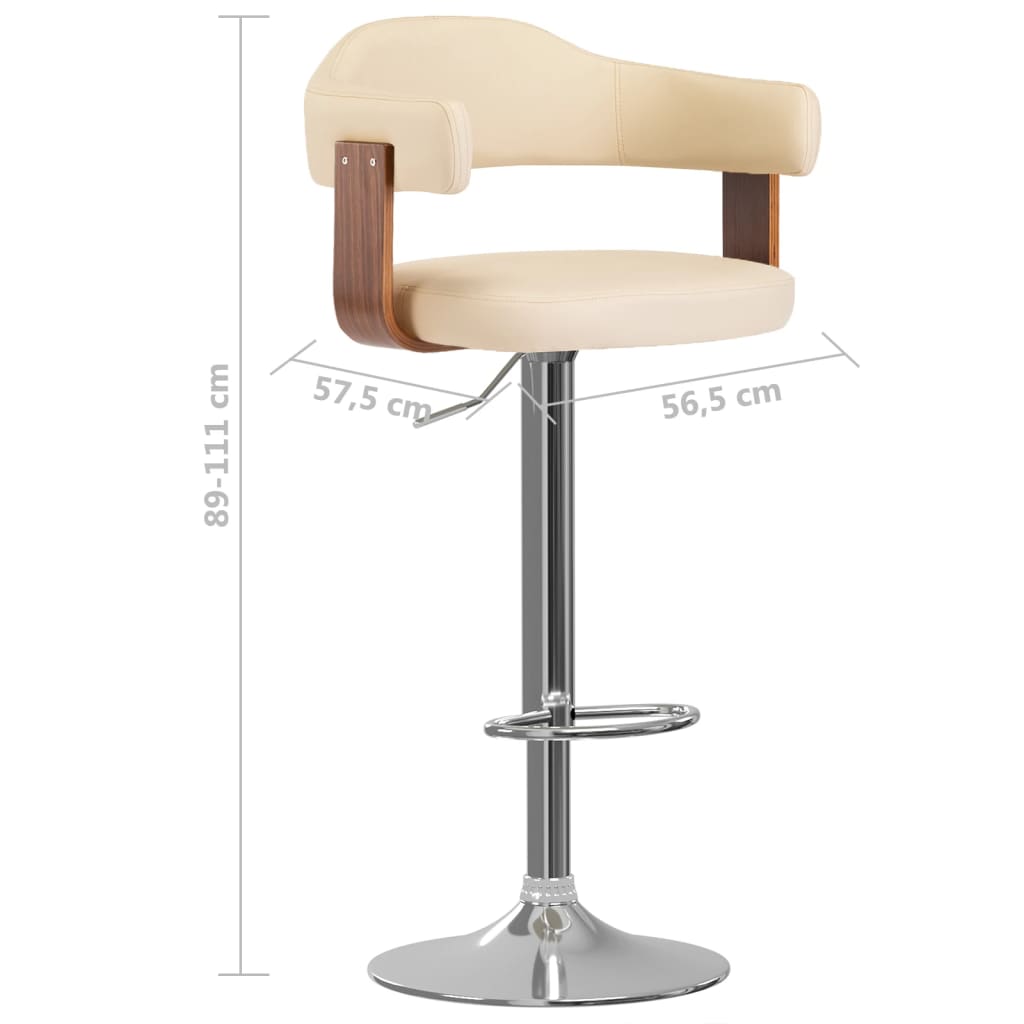 Sgabelli da Bar 2 pz Crema in Legno Curvo e Similpelle | homemem39