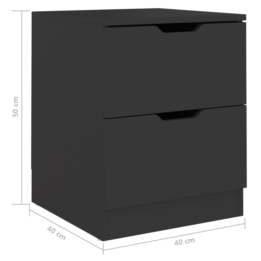 Comodini 2 pz Neri 40x40x50 cm in Legno Multistrato - homemem39