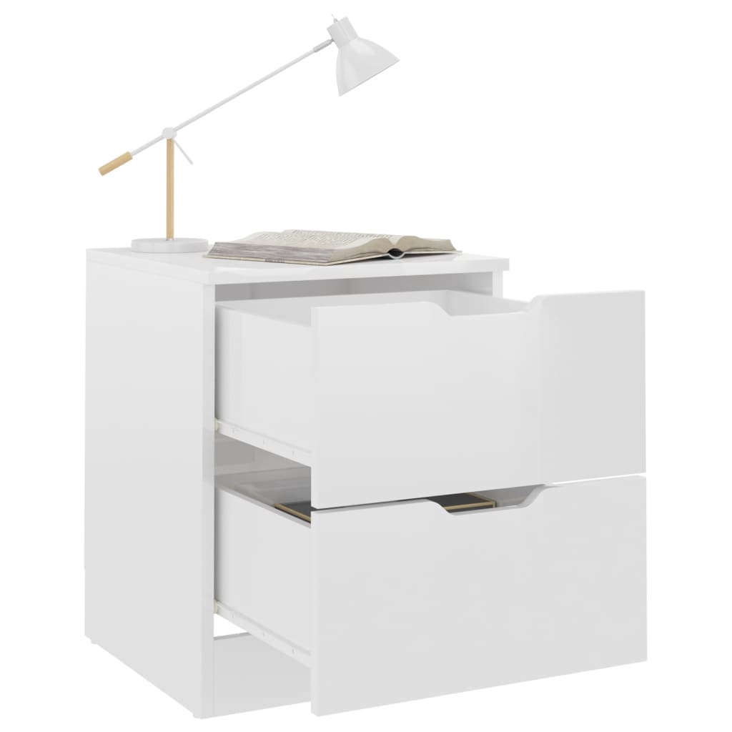 Comodini 2 pz Bianco Lucido 40x40x50 cm in Legno Multistrato - homemem39