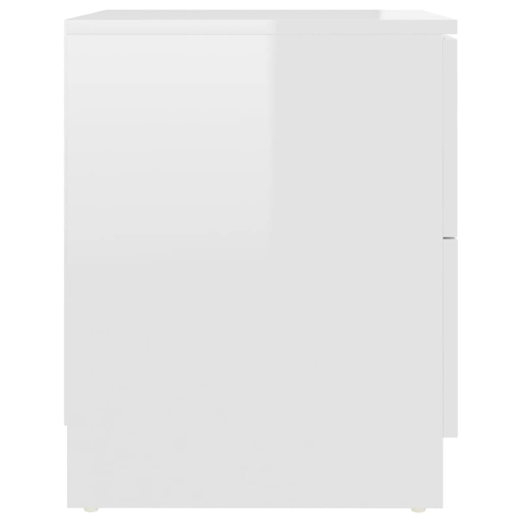 Comodini 2 pz Bianco Lucido 40x40x50 cm in Legno Multistrato - homemem39