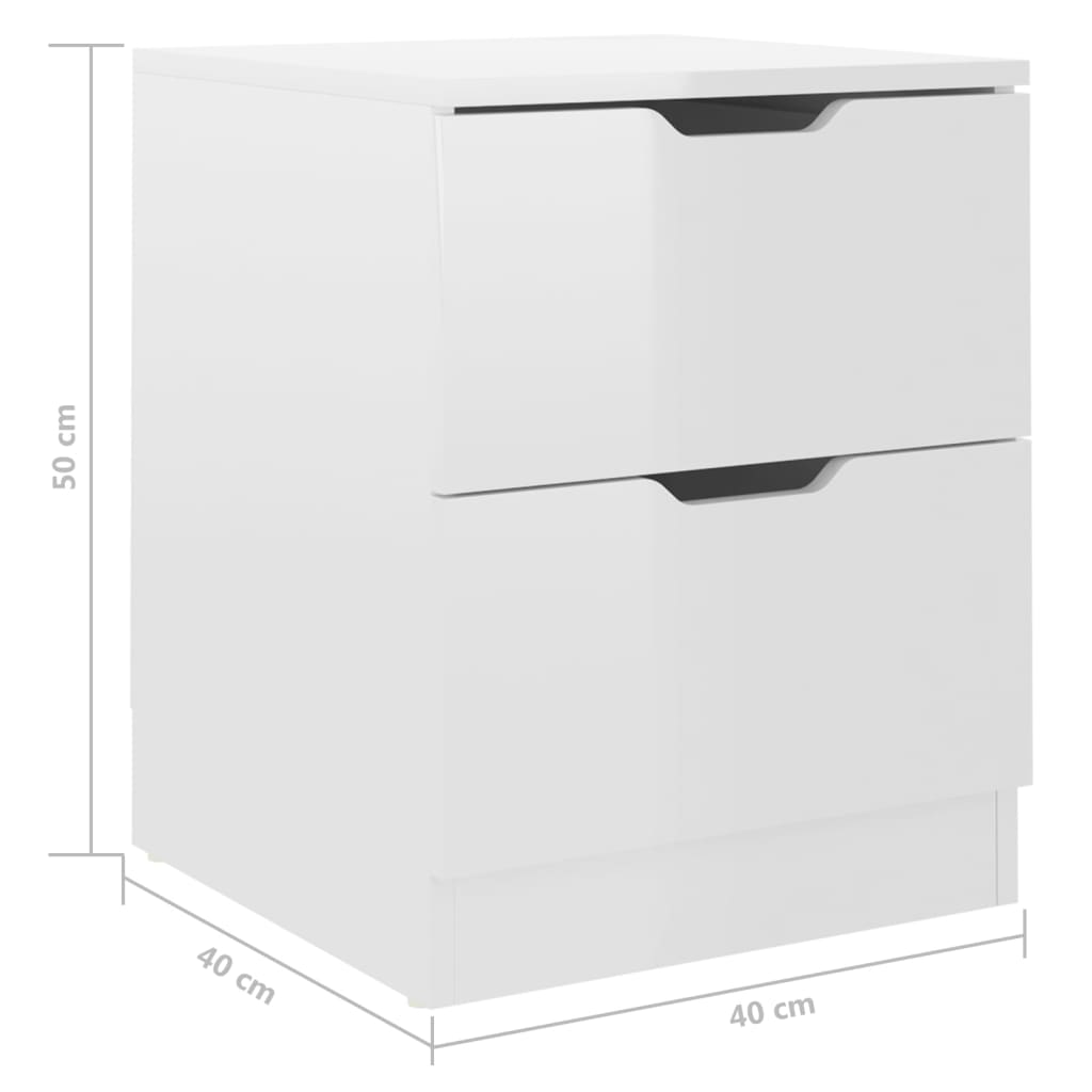 Comodini 2 pz Bianco Lucido 40x40x50 cm in Legno Multistrato - homemem39