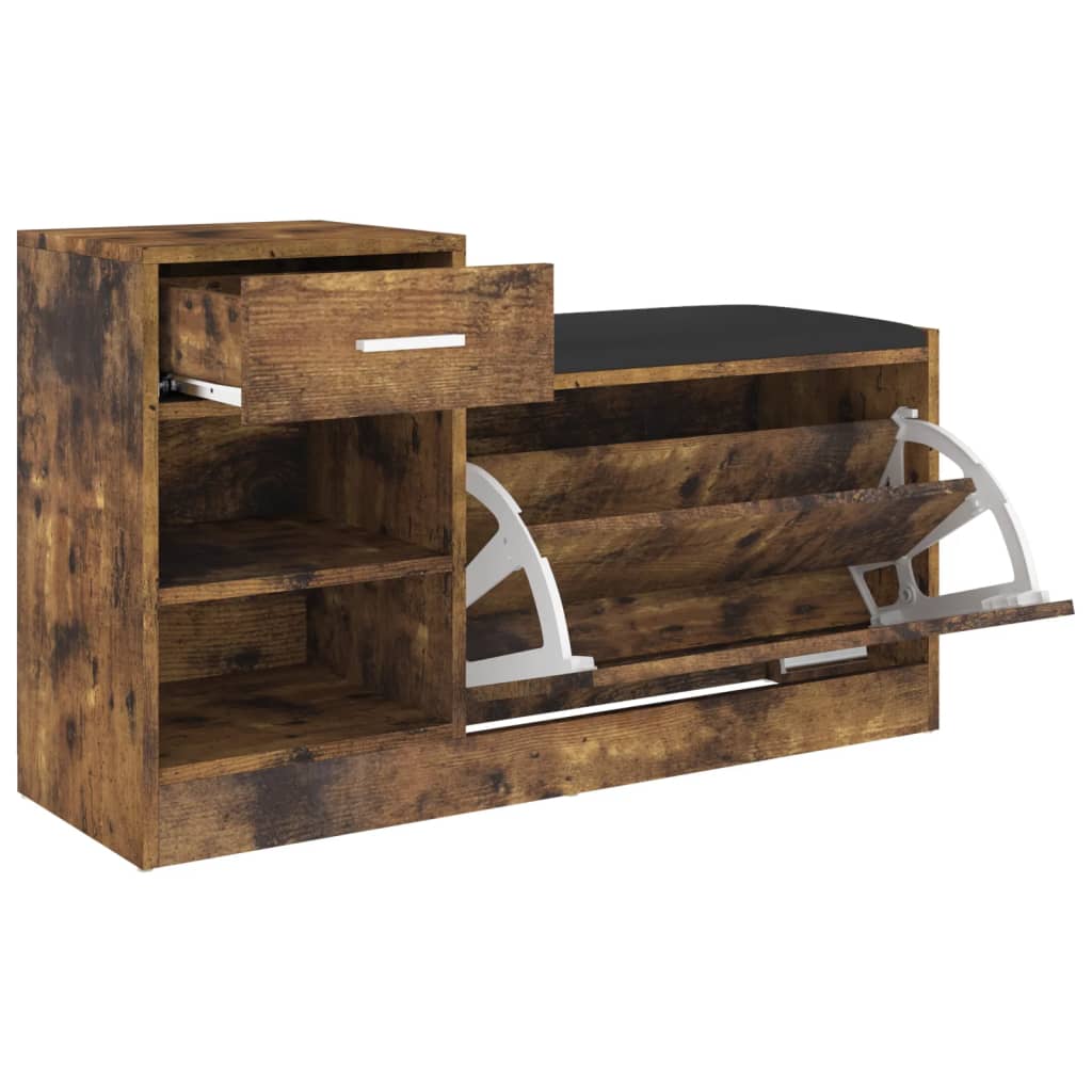 Panca Porta Scarpe Rovere Fumo 94,5x31x57cm Legno Multistrato - homemem39