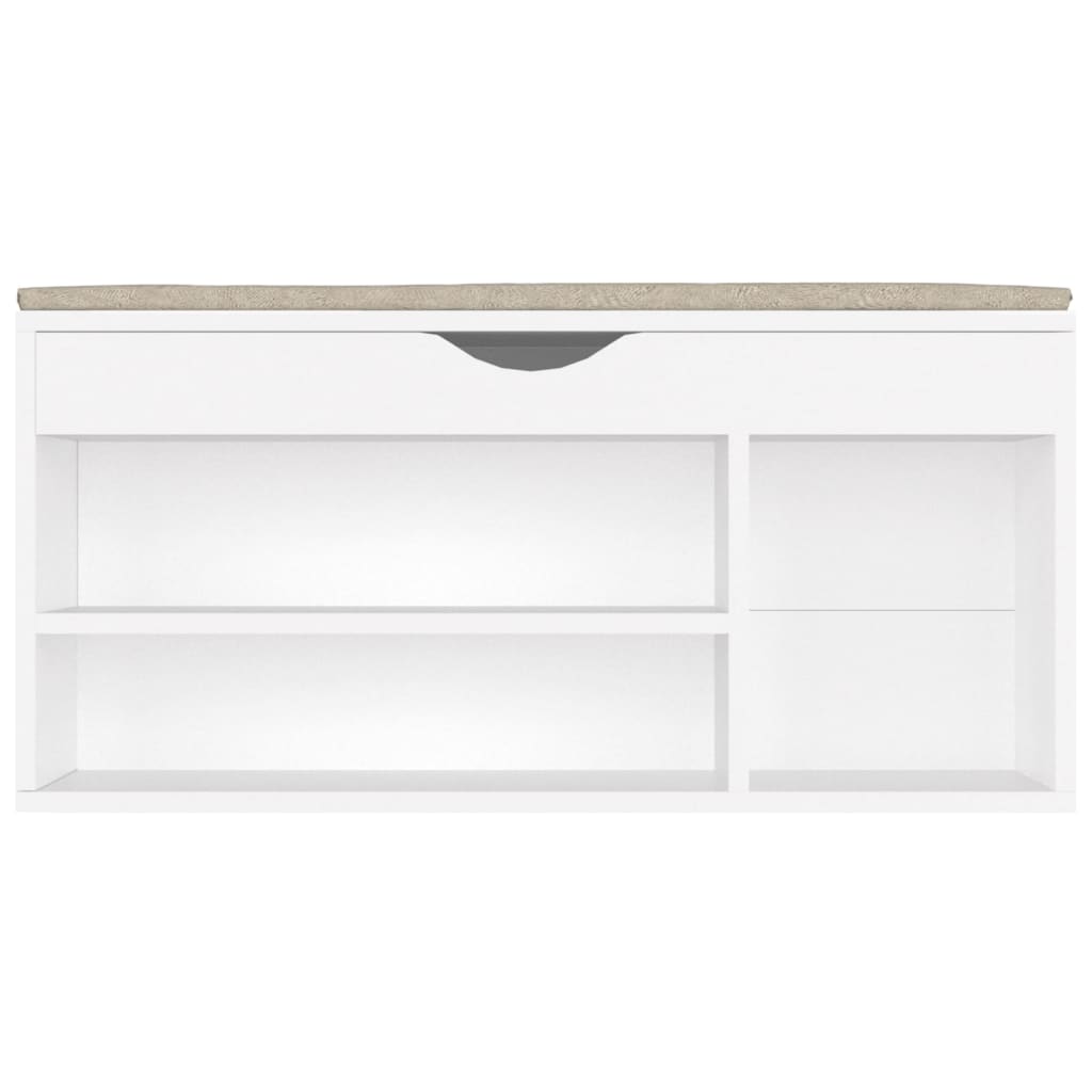 Panca Porta Scarpe con Cuscino Bianca 104x30x49cm Multistrato - homemem39