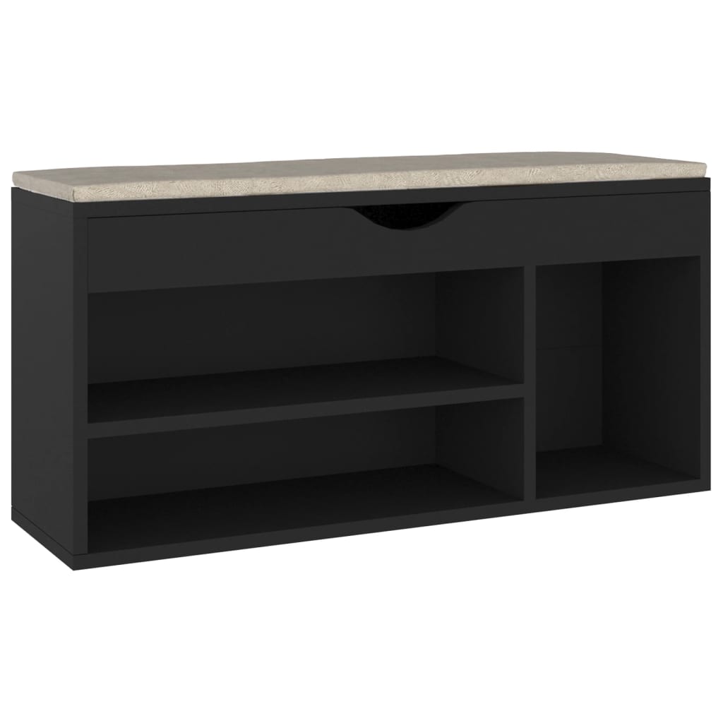 Panca Porta Scarpe con Cuscino Nera 104x30x49cm Multistrato - homemem39