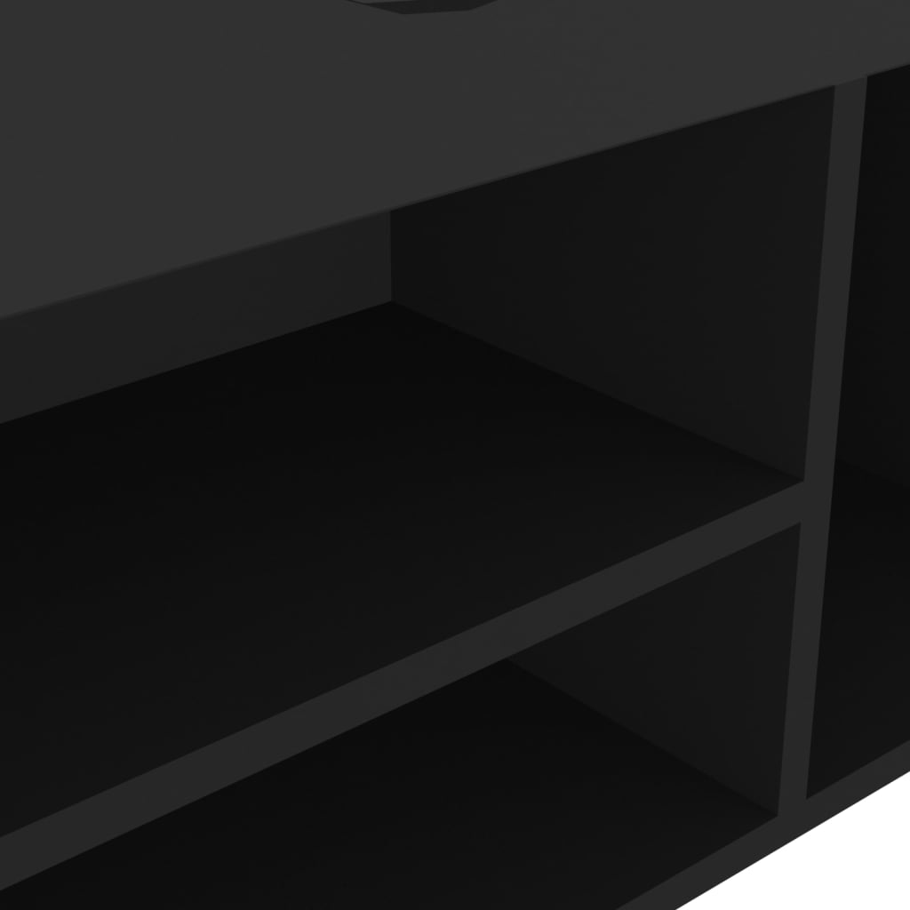 Panca Porta Scarpe con Cuscino Nera 104x30x49cm Multistrato - homemem39