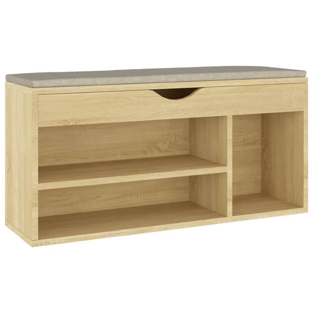 Panca Porta Scarpe Cuscino Rovere Sonoma 104x30x49 Multistrato - homemem39