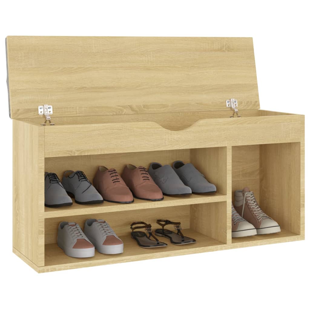 Panca Porta Scarpe Cuscino Rovere Sonoma 104x30x49 Multistrato - homemem39