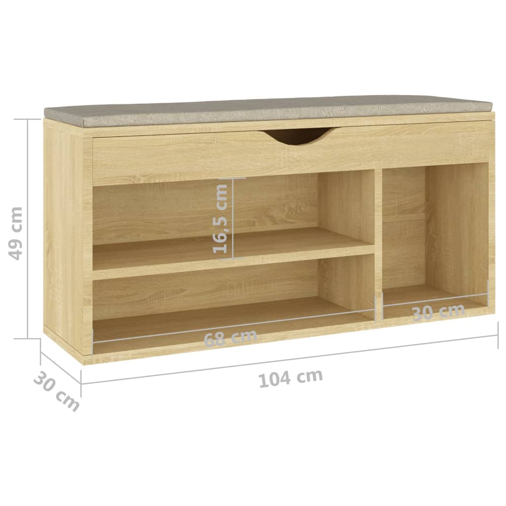 Panca Porta Scarpe Cuscino Rovere Sonoma 104x30x49 Multistrato - homemem39