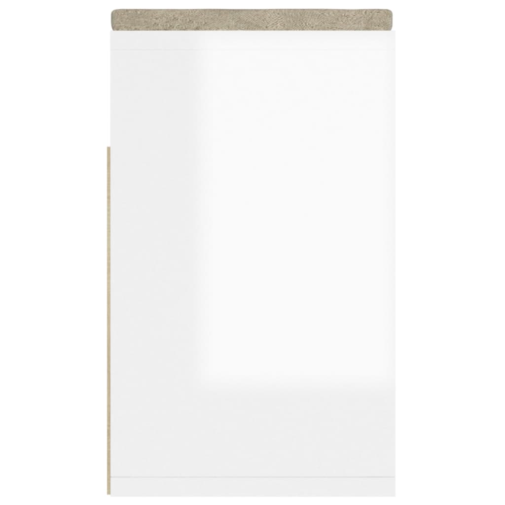 Panca Porta Scarpe Cuscino Bianco Lucido 104x30x49 Multistrato - homemem39