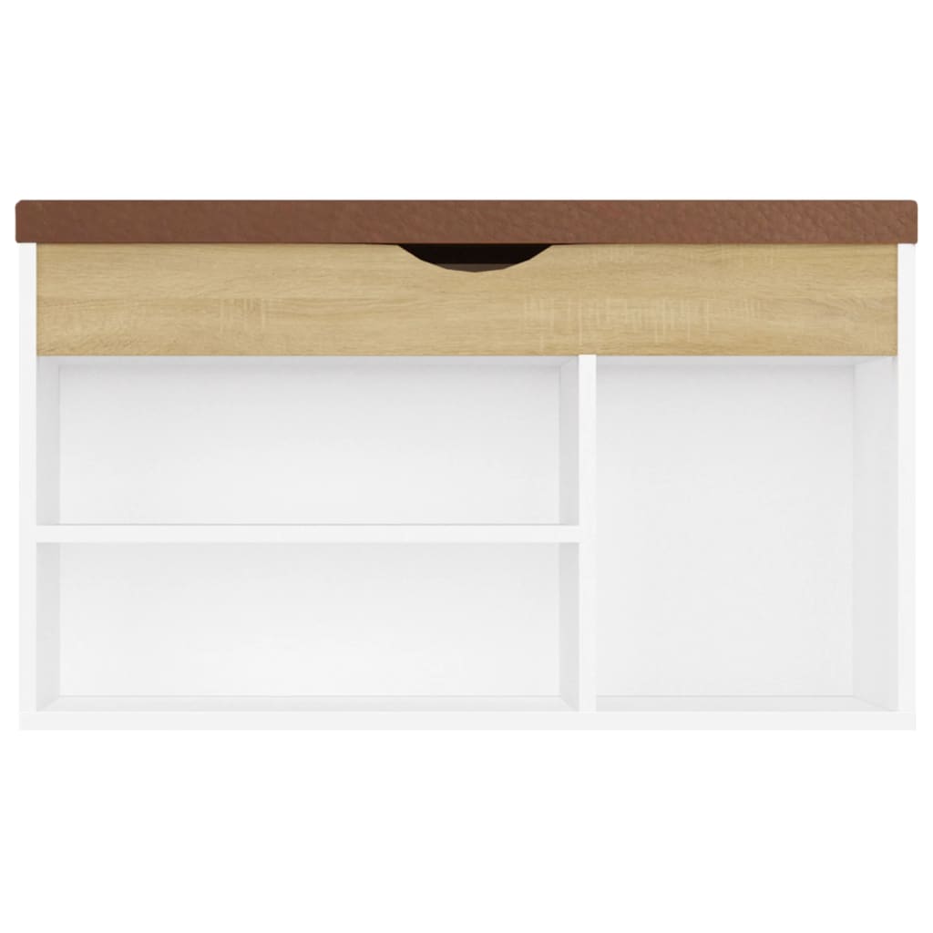 Panca Scarpe Cuscino Bianco Rovere Sonoma 80x30x47 Multistrato - homemem39