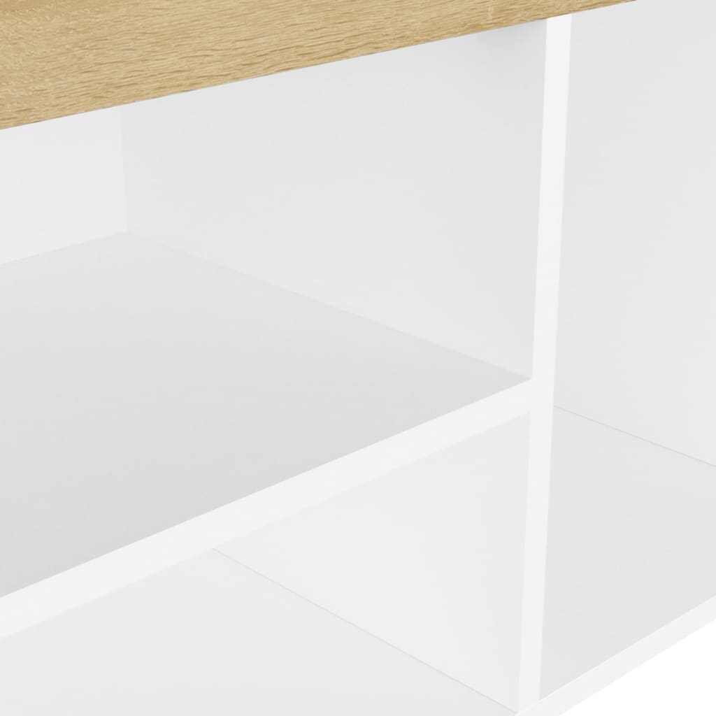 Panca Scarpe Cuscino Bianco Rovere Sonoma 80x30x47 Multistrato - homemem39