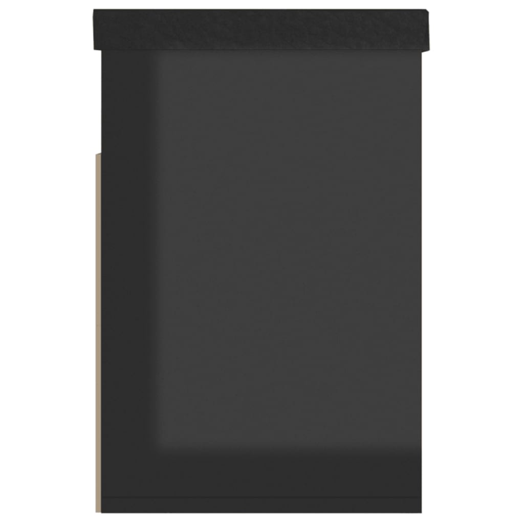 Panca Porta Scarpe Cuscino Nero Lucido 80x30x47cm Multistrato - homemem39