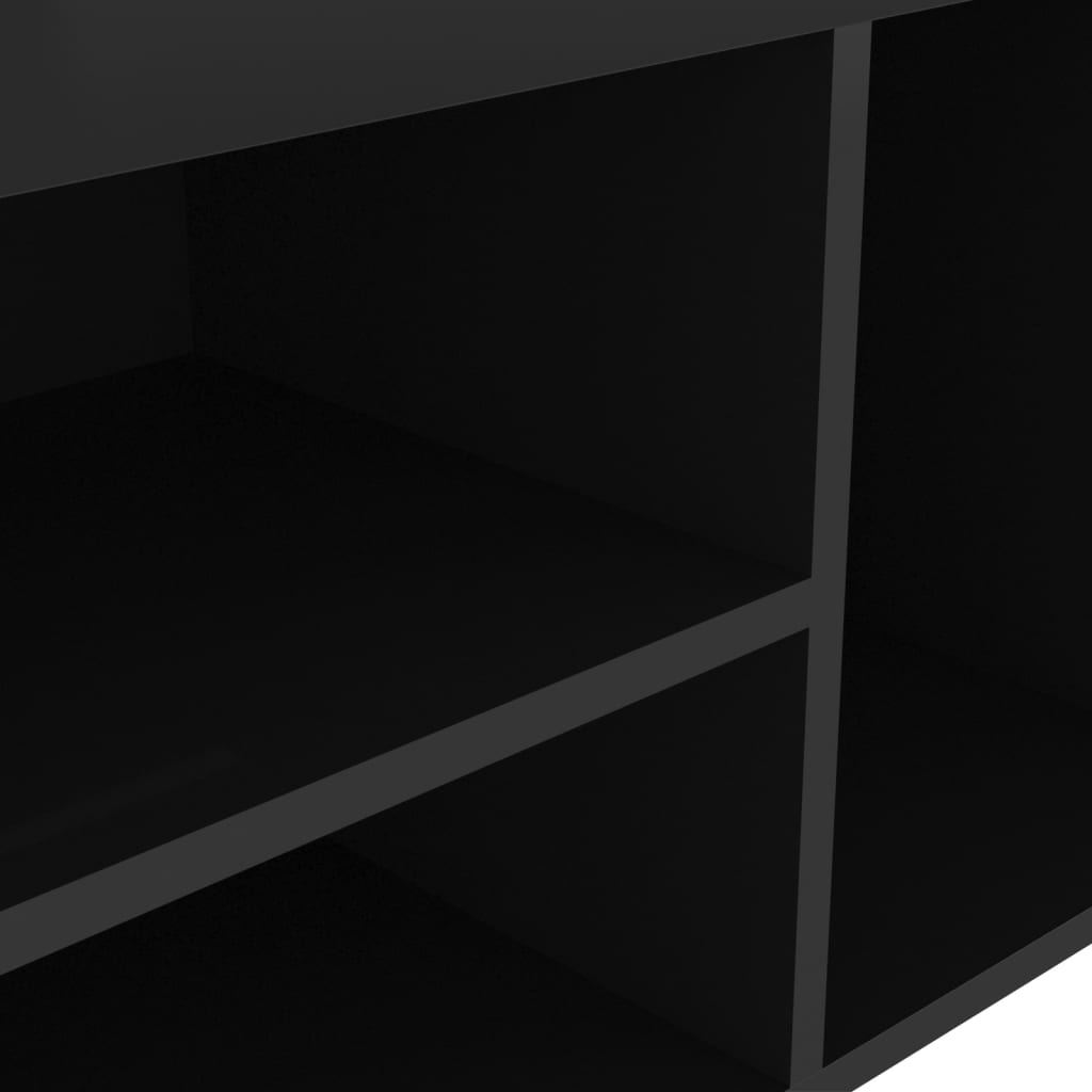 Panca Porta Scarpe Cuscino Nero Lucido 80x30x47cm Multistrato - homemem39