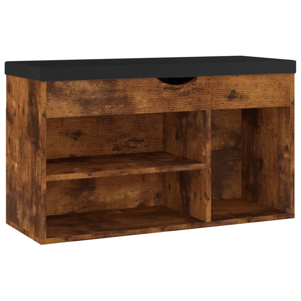 Panca Porta Scarpe Cuscino Rovere Fumo 80x30x47cm Multistrato - homemem39