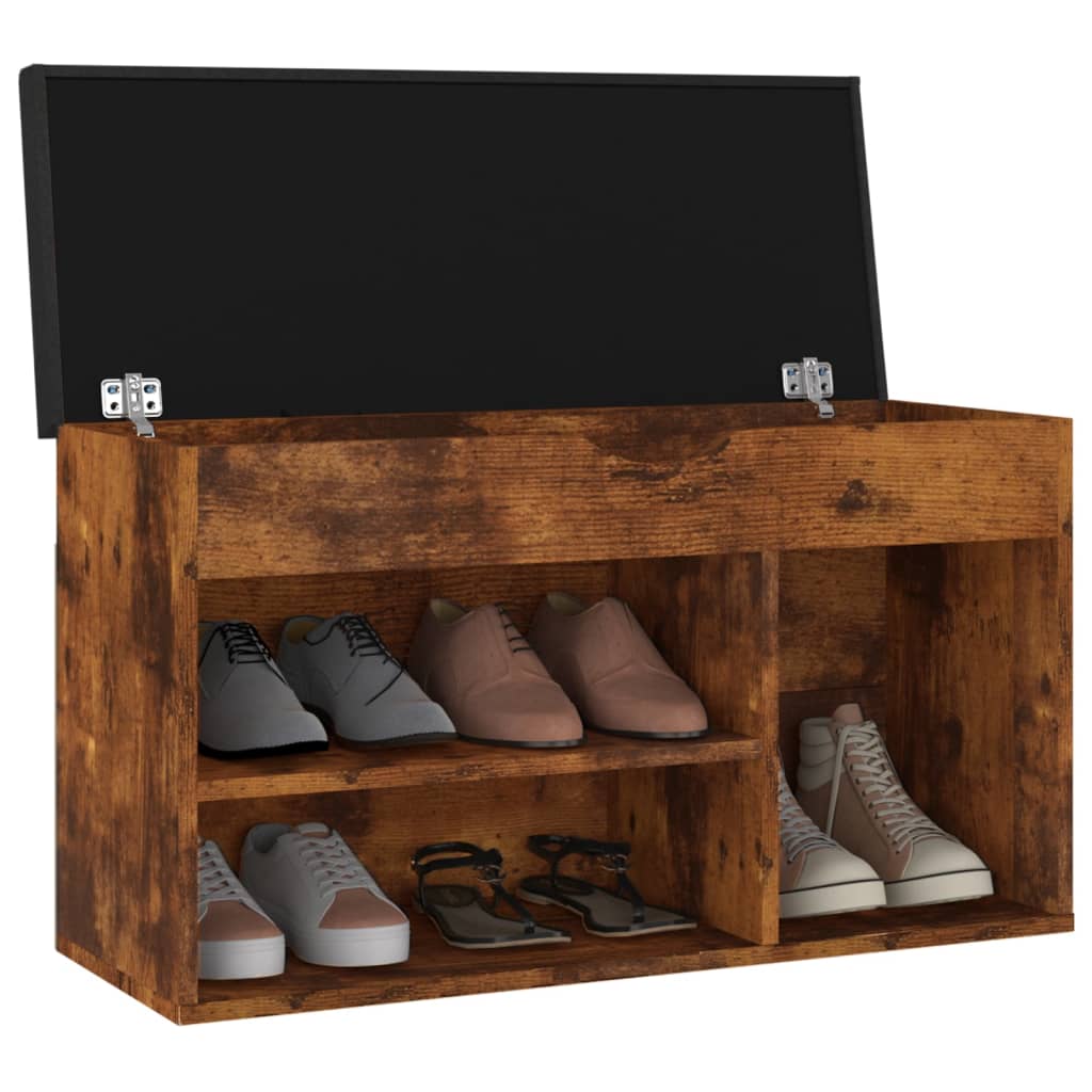 Panca Porta Scarpe Cuscino Rovere Fumo 80x30x47cm Multistrato - homemem39