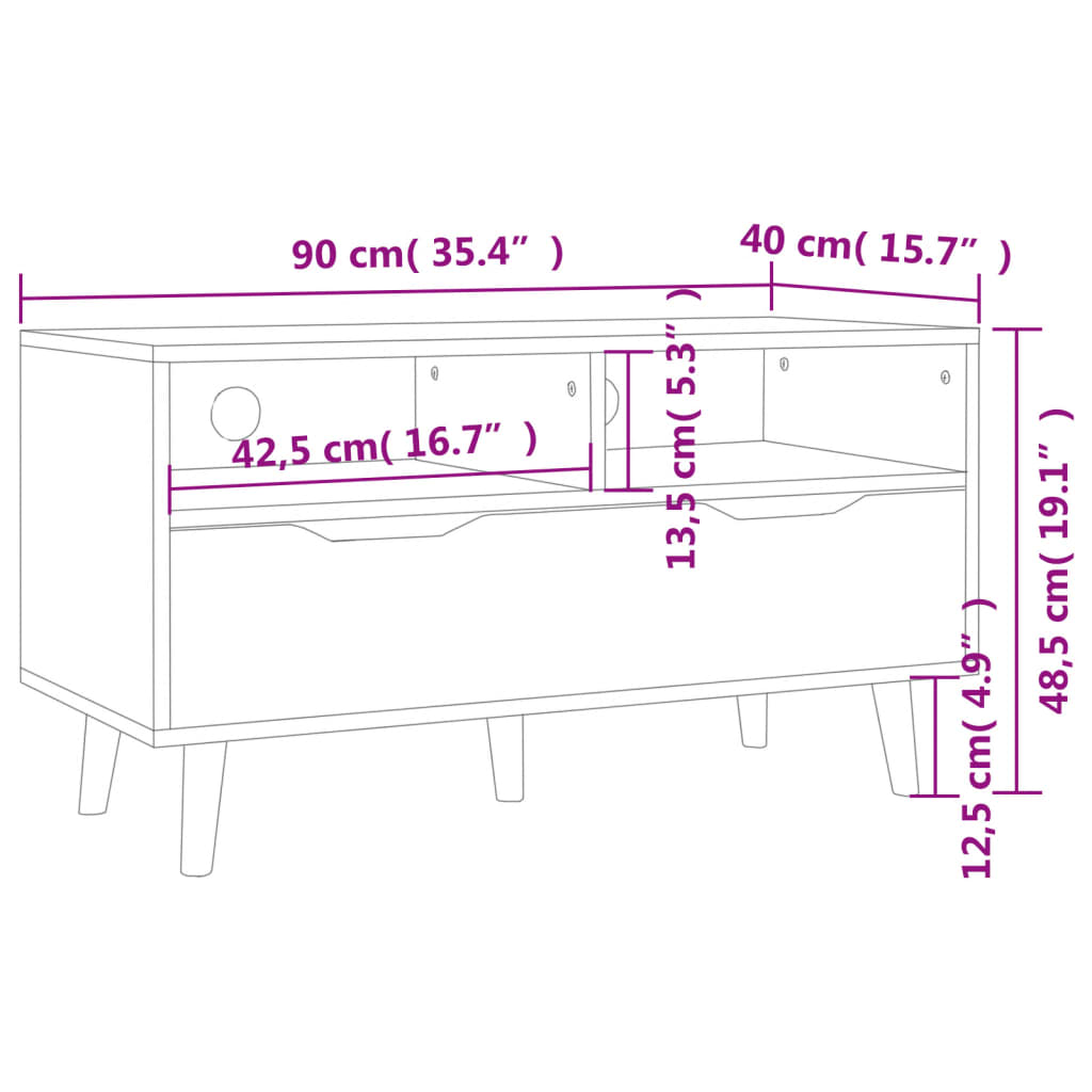 Mobile Porta TV Nero Lucido 90x40x48,5 cm Legno Multistrato