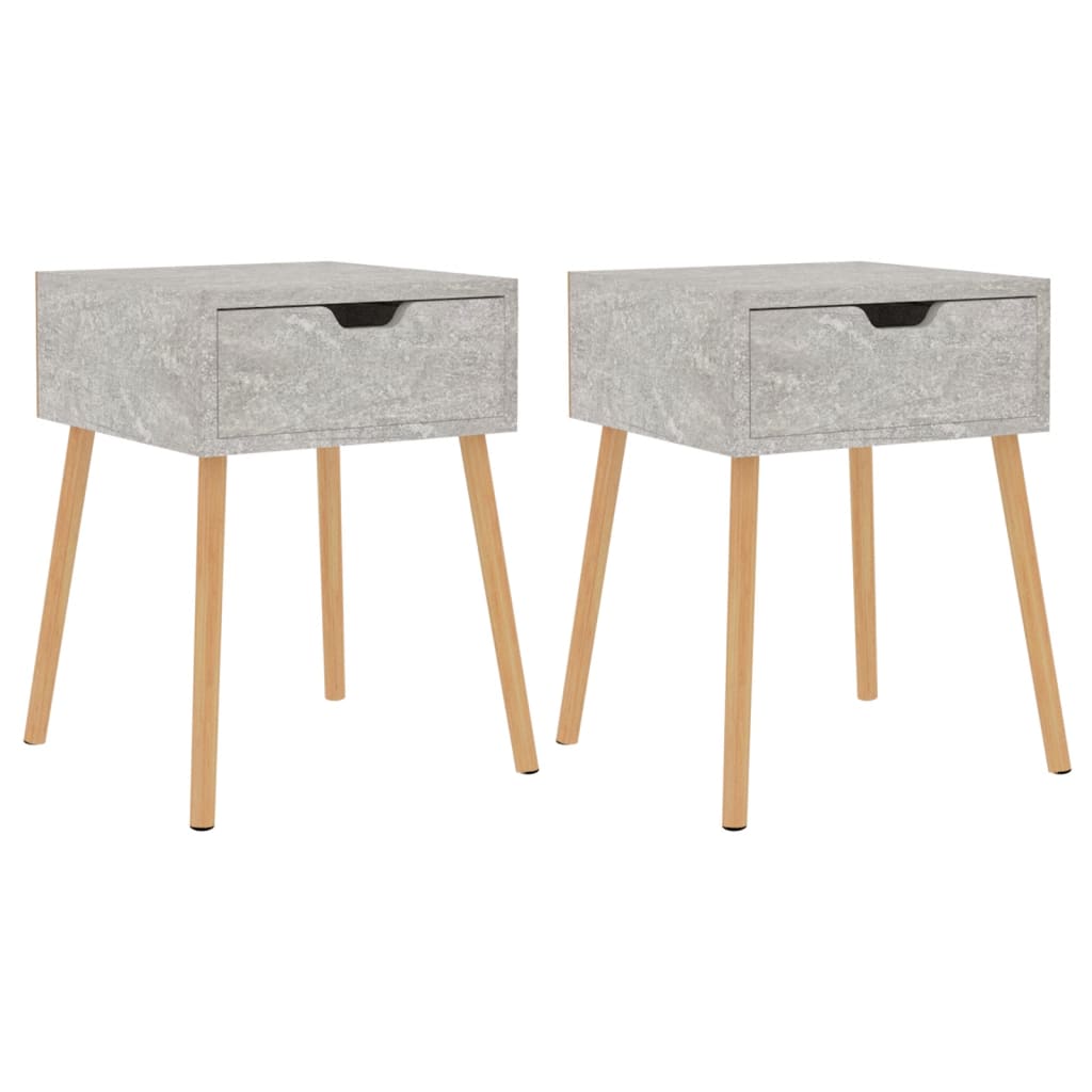 Comodini 2pz Grigio Cemento 40x40x56 cm in Legno Multistrato