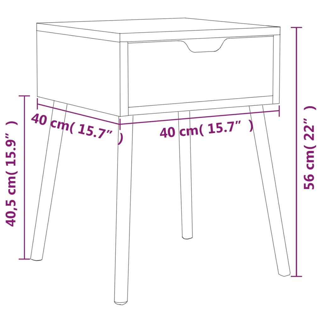 Comodini 2pz Grigio Cemento 40x40x56 cm in Legno Multistrato