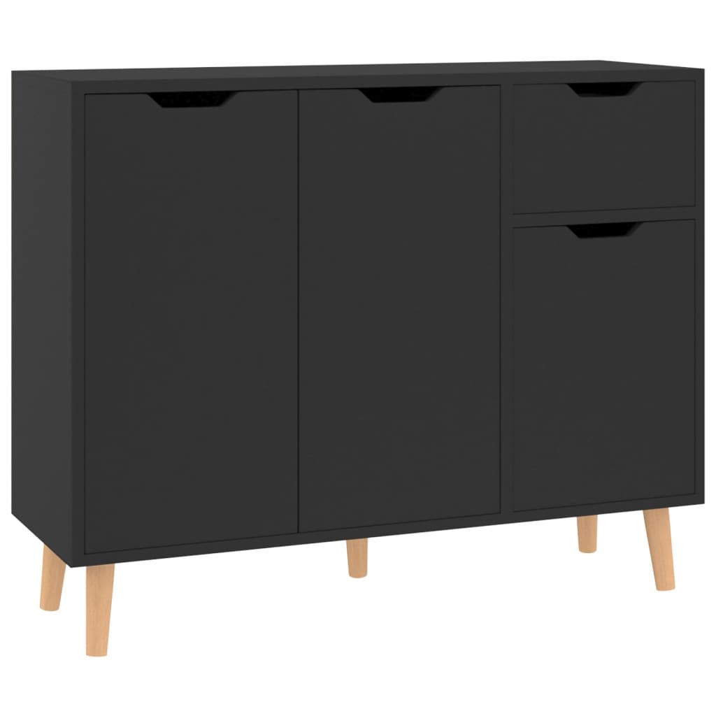 Credenza Nero Lucido 90x30x72 cm in Legno Multistrato - homemem39