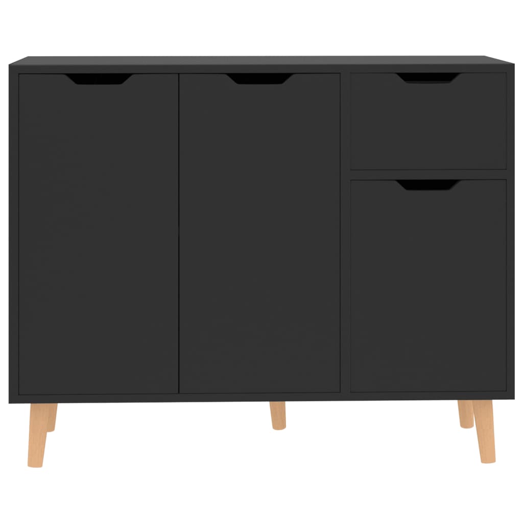 Credenza Nero Lucido 90x30x72 cm in Legno Multistrato - homemem39