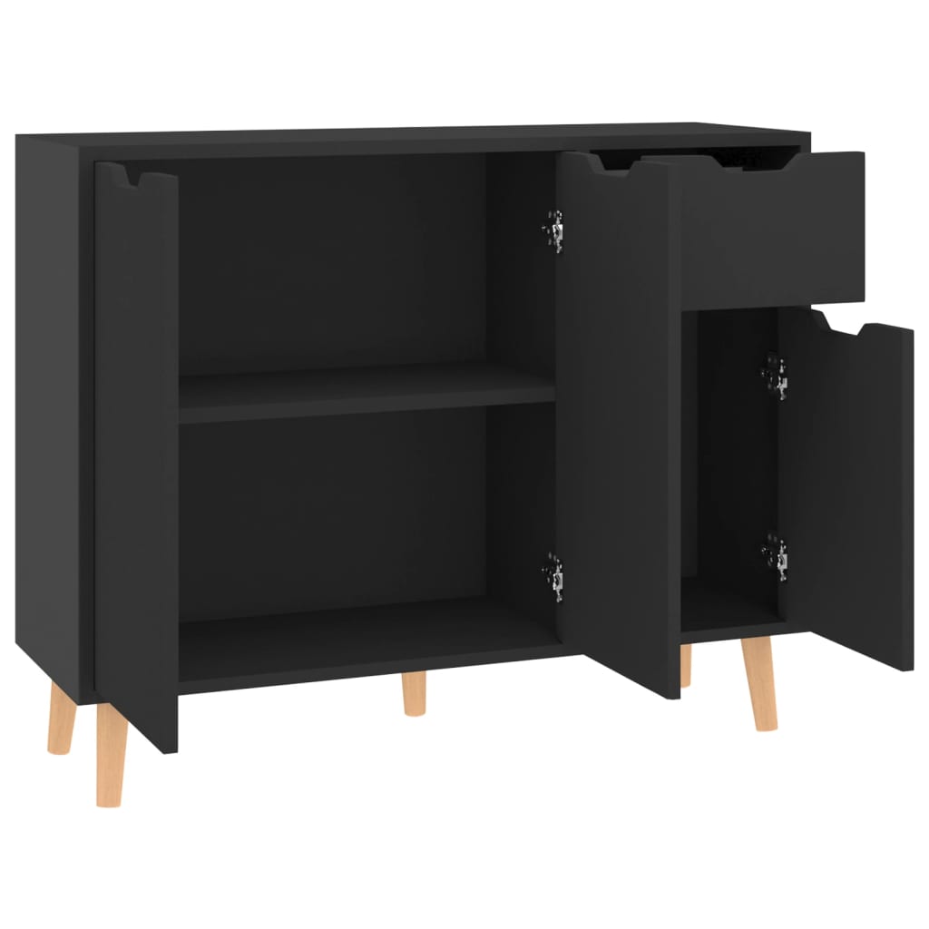 Credenza Nero Lucido 90x30x72 cm in Legno Multistrato - homemem39