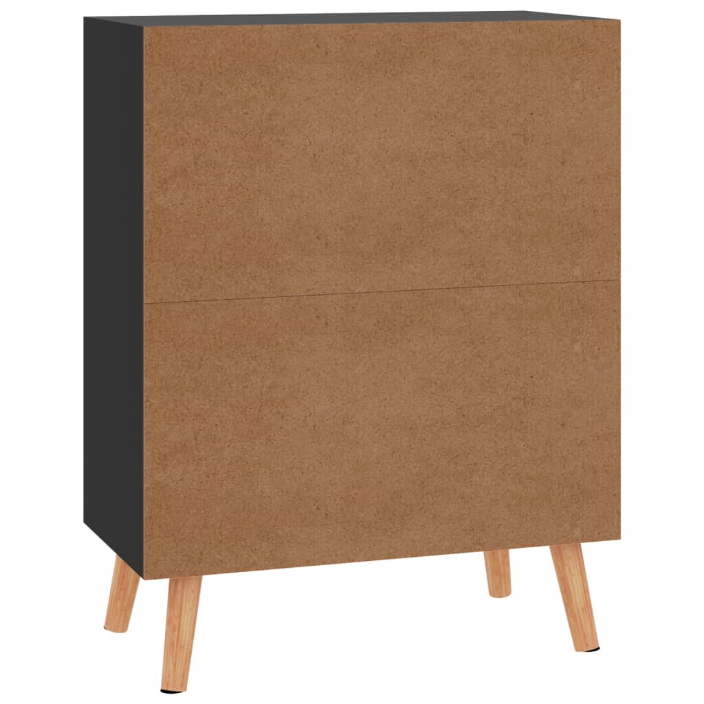 Credenza Nero Lucido 60x30x72 cm in Legno Multistrato - homemem39