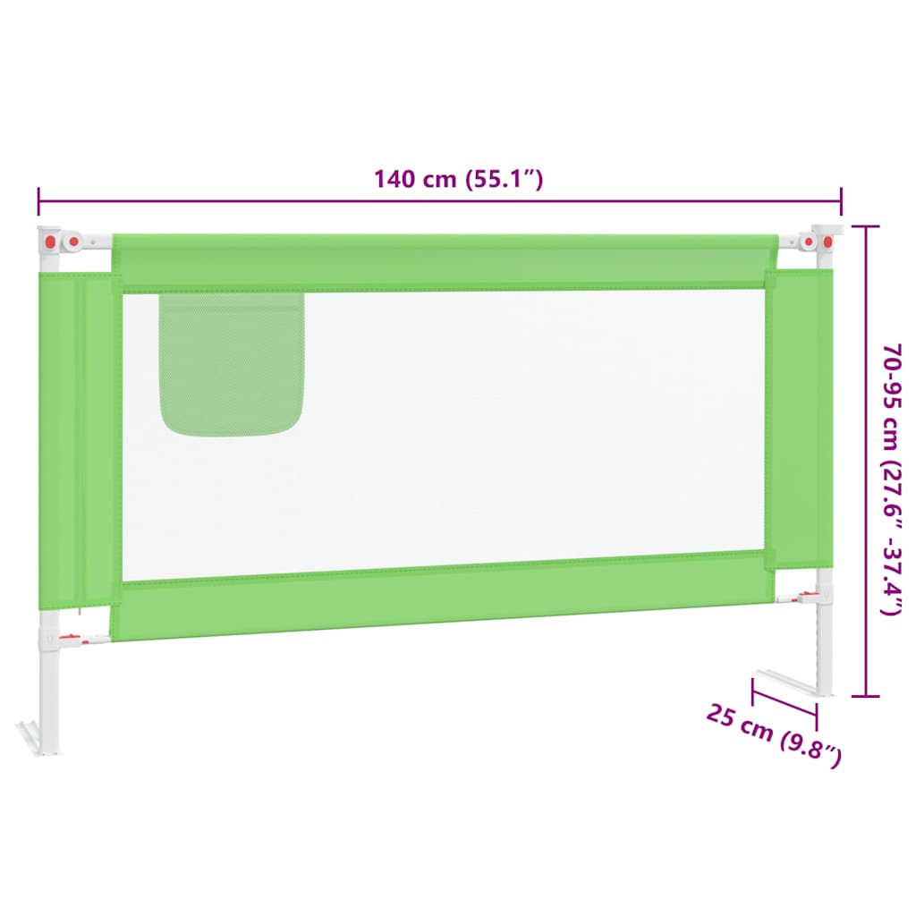 Sponda Letto di Sicurezza per Bambini Verde 140x25cm in Tessuto | homemem39