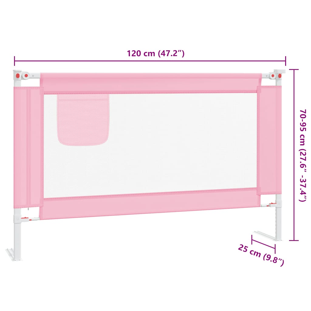 Sponda Letto di Sicurezza per Bambini Rosa 120x25 cm Tessuto | homemem39