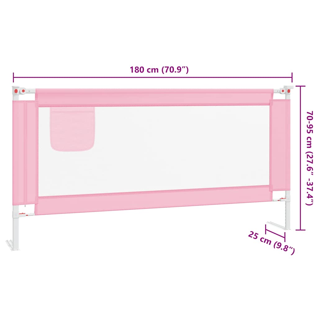 Sponda Letto di Sicurezza per Bambini Rosa 180x25 cm Tessuto | homemem39