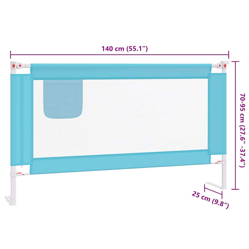 Sponda Letto di Sicurezza per Bambini Blu 140x25 cm in Tessuto - homemem39