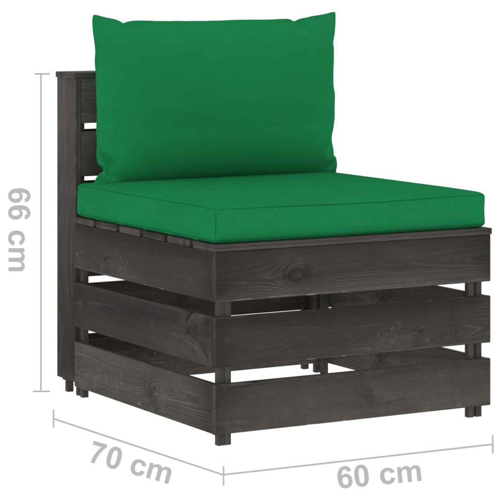 Divano Centrale Modulare con Cuscini in Legno Impregnato Grigio | homemem39