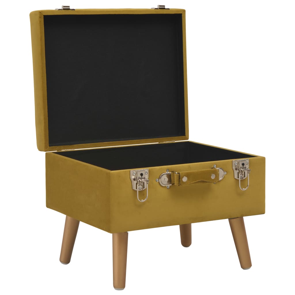 Sgabello con Contenitore 40 cm Giallo Senape in Velluto - homemem39
