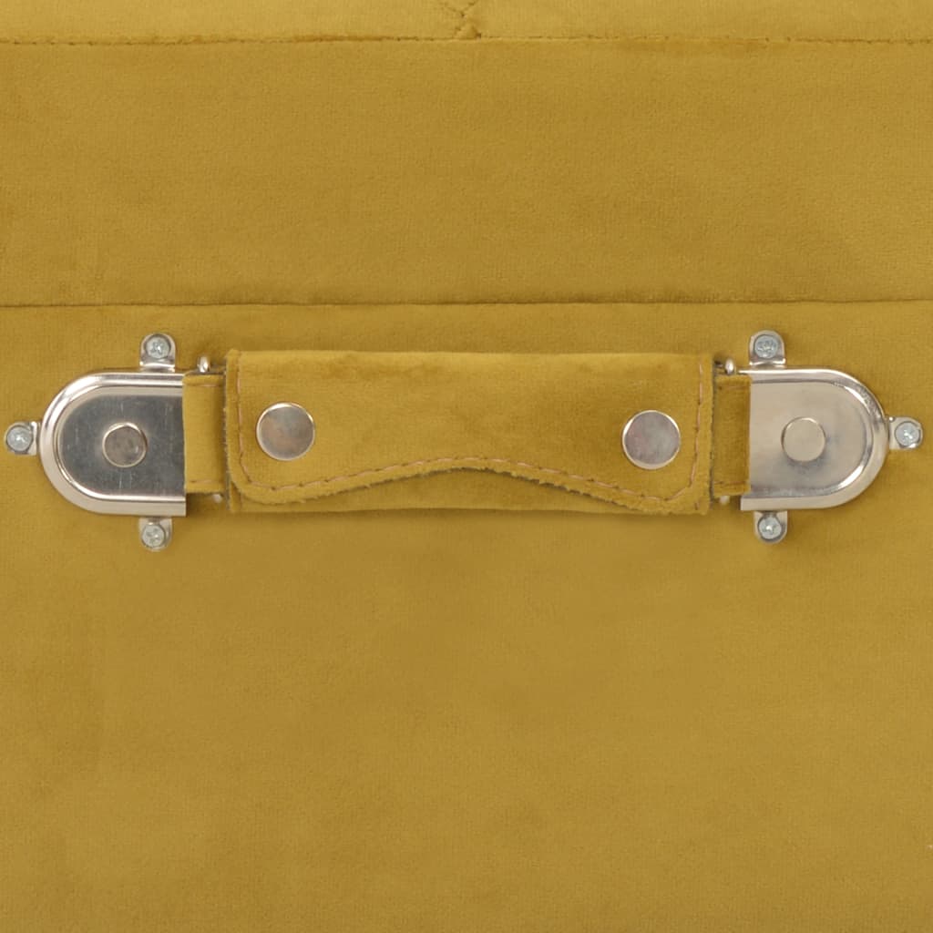 Sgabello con Contenitore 40 cm Giallo Senape in Velluto - homemem39
