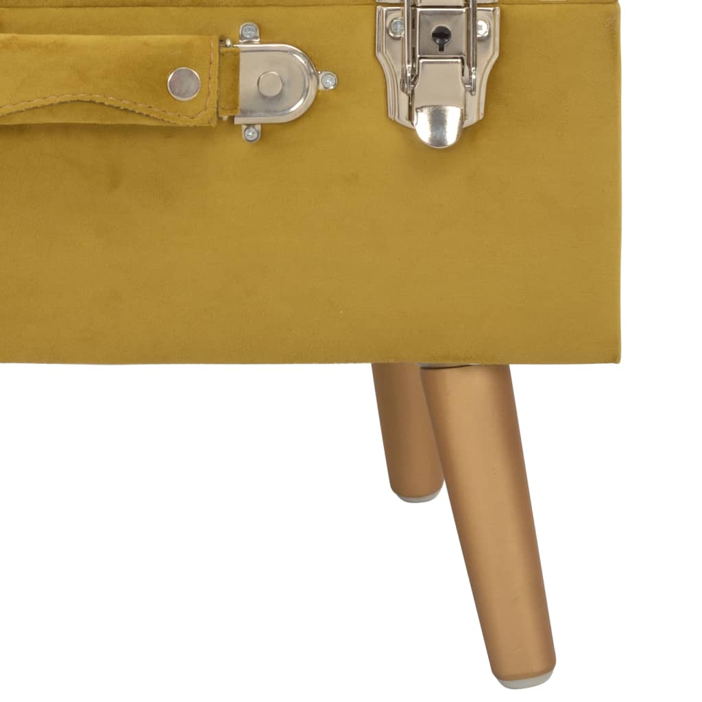 Sgabello con Contenitore 40 cm Giallo Senape in Velluto - homemem39