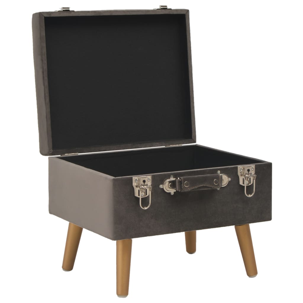 Sgabello con Contenitore 40 cm in Velluto Grigio - homemem39