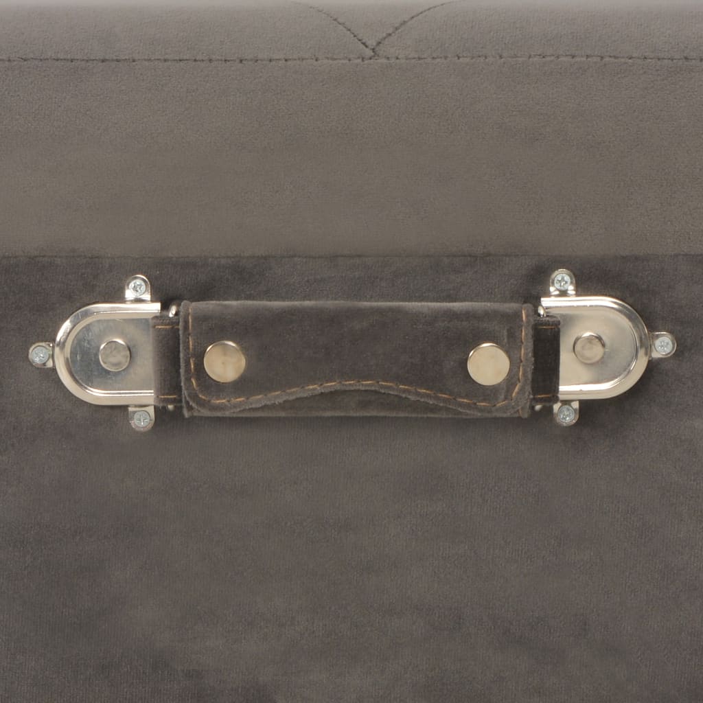 Sgabello con Contenitore 40 cm in Velluto Grigio - homemem39