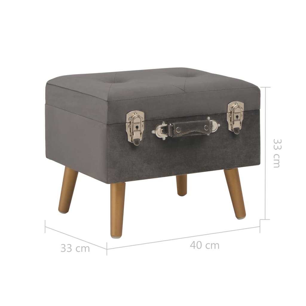 Sgabello con Contenitore 40 cm in Velluto Grigio - homemem39