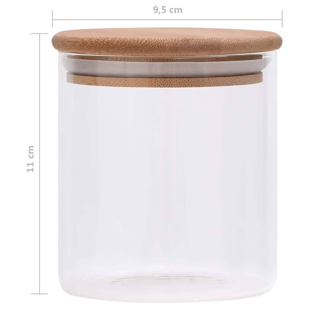 Barattoli di Vetro con Coperchio in Bambù 6 pz 600 ml | homemem39