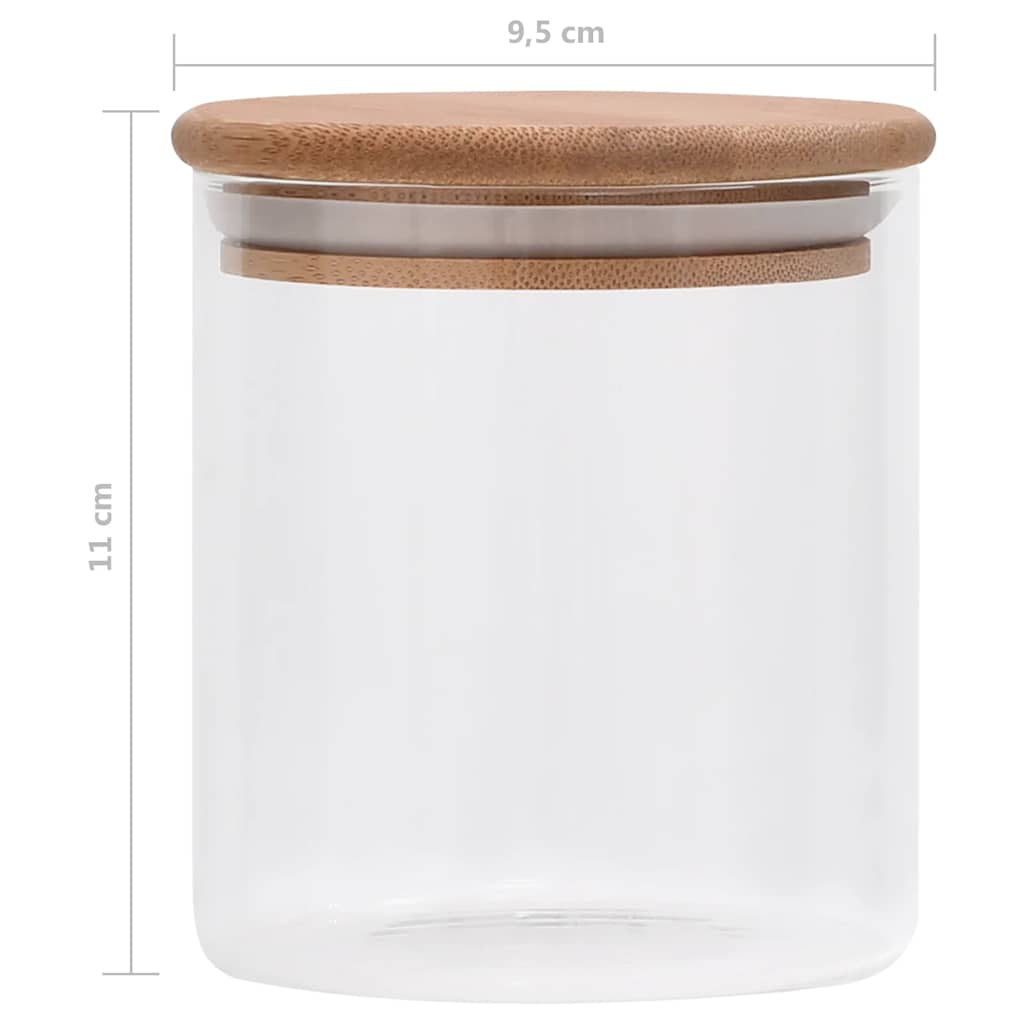 Barattoli di Vetro con Coperchio in Bambù 10 pz 600 ml | homemem39
