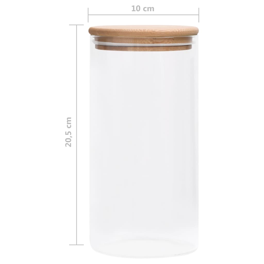 Barattoli di Vetro con Coperchio in Bambù 4 pz 1200 ml | homemem39