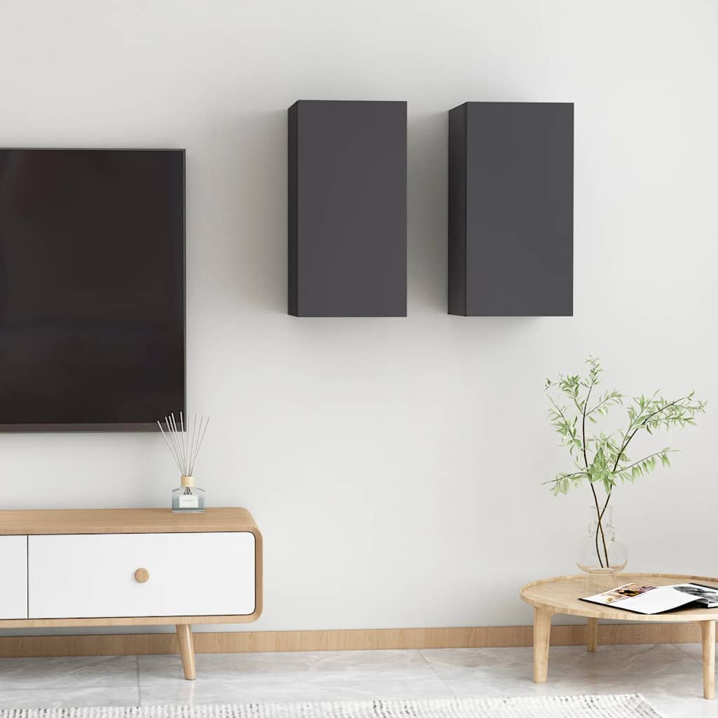 Mobili TV 2 pz Grigi 30,5x30x60 cm in Legno Multistrato - homemem39