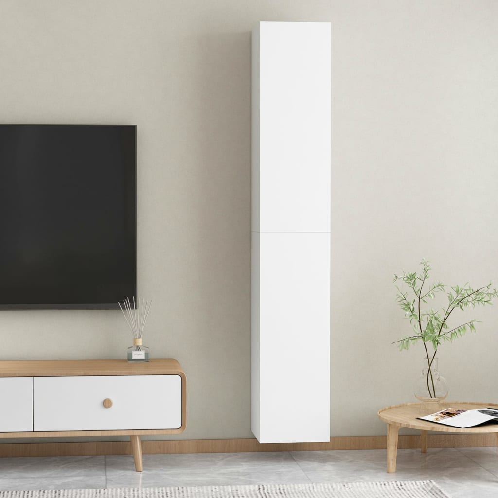 Mobili Porta TV 2pz Bianchi 30,5x30x90 cm in Legno Multistrato | homemem39