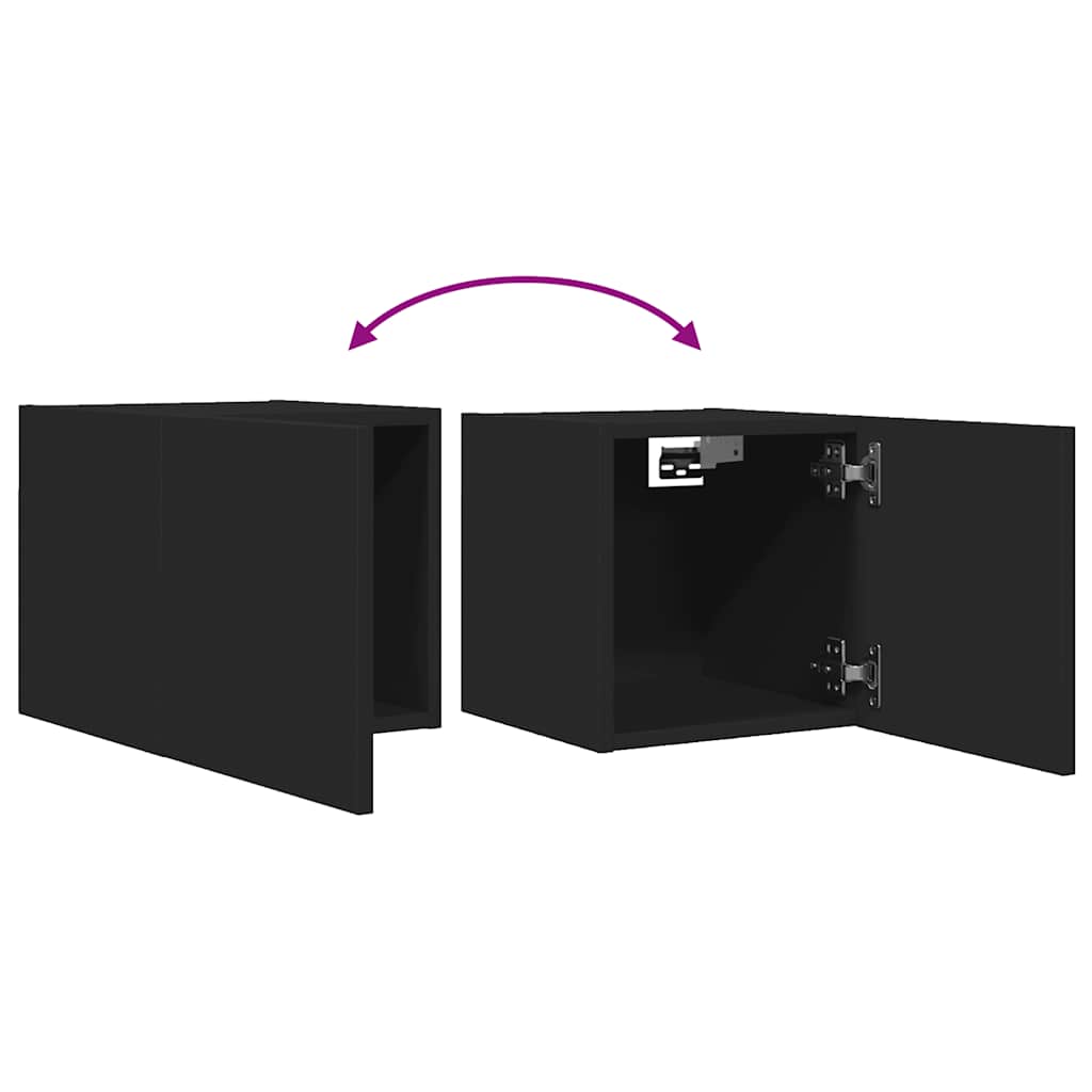 Mobili Porta TV a Parete 2pz Neri 30,5x30x30 cm - homemem39