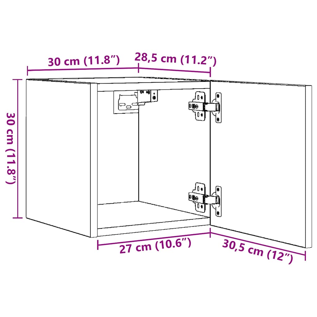 Mobile Porta TV a Parete Rovere Sonoma 30,5x30x30 cm | homemem39