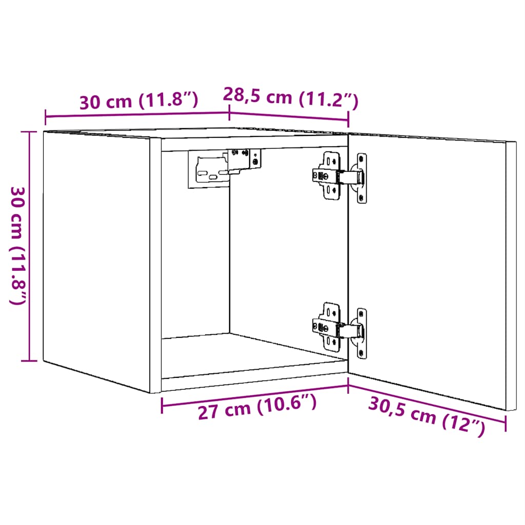 Mobile Porta TV a Parete Grigio Cemento 30,5x30x30 cm - homemem39