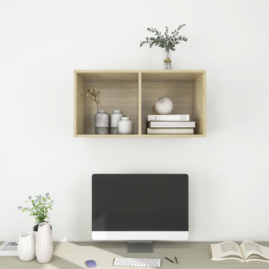 Mobile TV da Parete Rovere Sonoma 37x37x72 cm Legno Multistrato - homemem39
